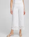 Chico's Cotton Sateen Cut Work Cropped Capri Pants In White Size 10 |  In White