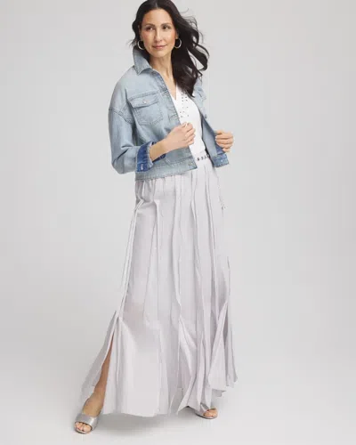 Chico's Cotton Silk Voile Maxi Skirt In Denim In Gray