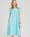 Chico's Cotton-silk Voile Popover Dress In Blue