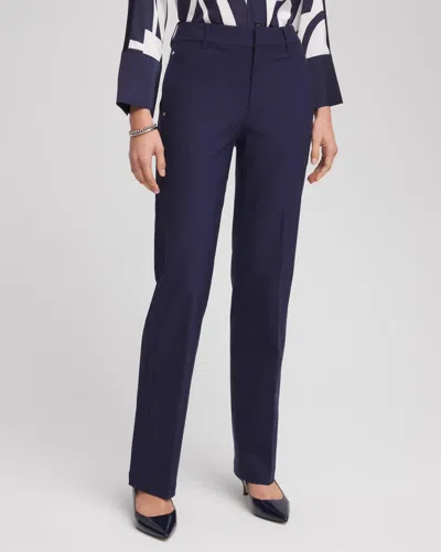 Chico's Cotton Straight-leg Trousers In Blue