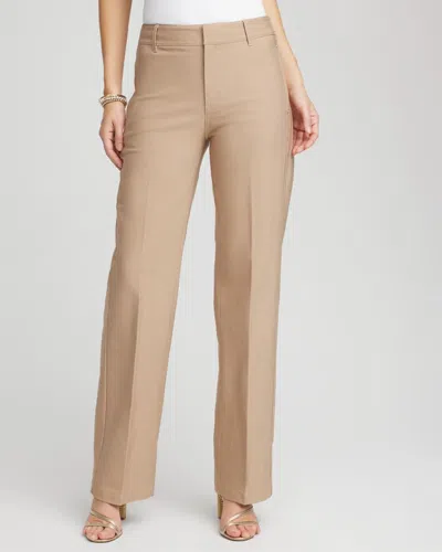 Chico's Cotton Straight-leg Trousers In Cattail Brown