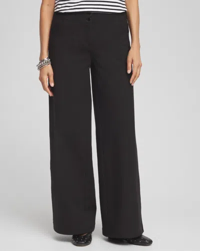 Chico's Cotton Stretch Wide Leg Pants In Black