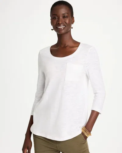 Chico's Cotton Tee In White In Alabaster