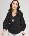 Chico's Cotton Tuck Sleeve Tee In Black Size 20/22 |  In Black