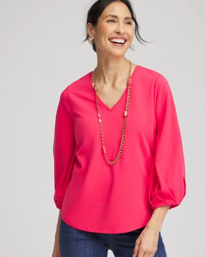 Chico's Cotton Tuck Sleeve Tee In Dried Roses Size 20/22 |