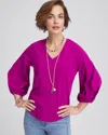 Chico's Cotton Tuck Sleeve Tee In Purple Size 20/22 |  In Purple Clover