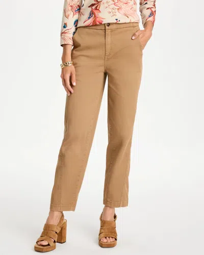 Chico's Cotton Twill Barrel Pants In Toffee Tan