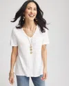 Chico's Perfect Elbow Sleeve Tee In White Size 8/10 |  In Alabaster
