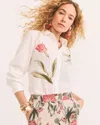 Chico's Cotton Voile Collared Tunic Top In White Size 20/22 |  In Alabaster