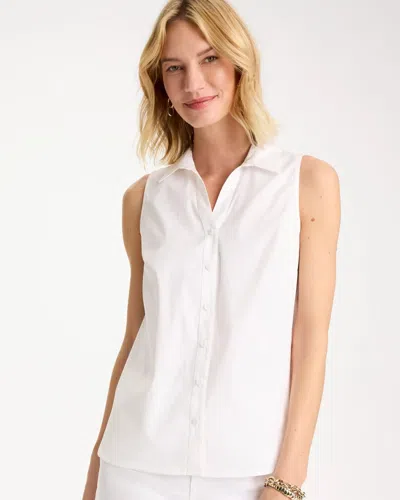 Chico's Cotton-blend Classic Sleeveless Shirt In White