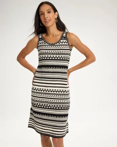 Chico's Cotton-blend Knit Sweater Dress In Black