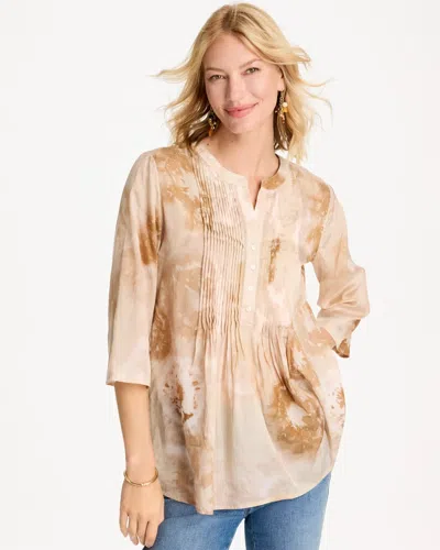 Chico's Cotton-blend Pintuck Tunic In Sandstone In Brown