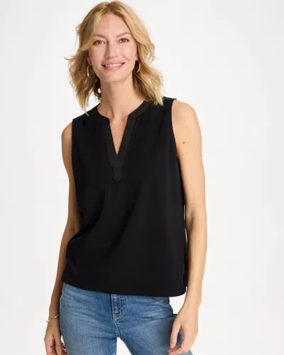 Chico's Cotton-stretch Notch Neck Tank In Black