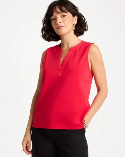 Chico's Cotton-stretch Notch Neck Tank In Cherry Lush