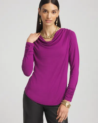 Chico's Cowl Neck Long Sleeve Tee In Sweet Berry Size 8/10 |