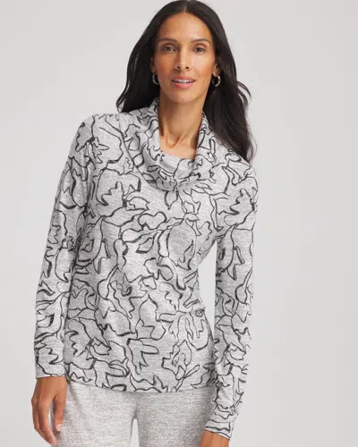 Chico's Cowl Neck Top In Salt/pepper