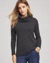 Chico's Cowlneck Cashmere Pullover Tunic In Dark Grey In Gray