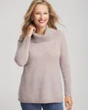Chico's Cowlneck Cashmere Pullover Tunic In Taupe In Brown