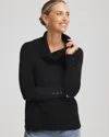 Chico's Cowlneck Long-sleeved Sweater In Black In Black