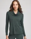 Chico's Cowlneck Long-sleeved Sweater In Darkest Spruce In Green
