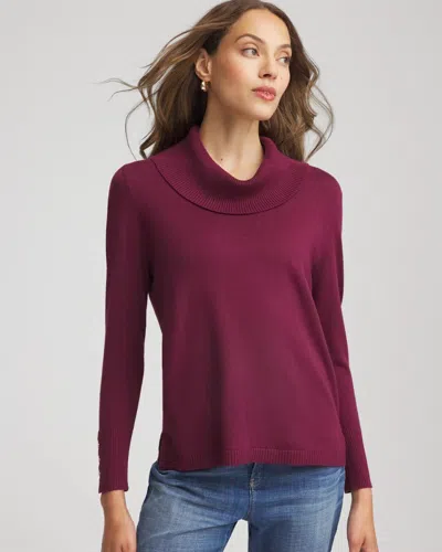 Chico's Cowlneck Long-sleeved Sweater In Deep Chianti In Purple