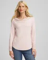 Chico's Cowlneck Long-sleeved Tee In Pink In Pink