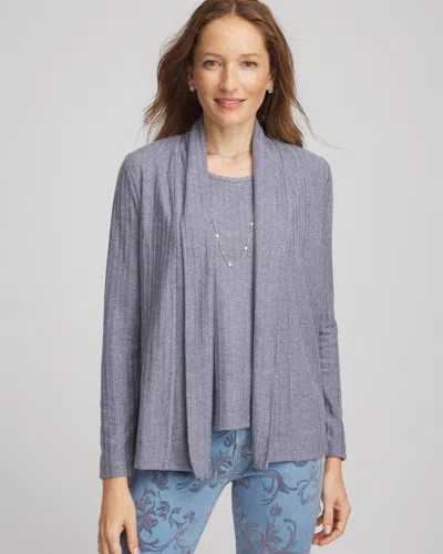 Chico's Cozy Cardigan Sweater Twinset In Blue
