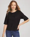 Chico's Cozy Crewneck Tee In Black In Black