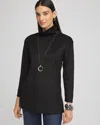 Chico's Cozy Mock Neck Jacquard Tunic Top In Black Size 8/10 |  In Black