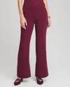 Chico's Crepe Flared Trouser Pants In Deep Chianti In Burgundy