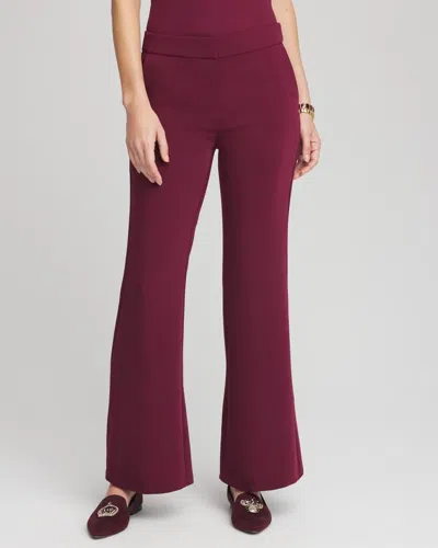 Chico's Crepe Flared Trouser Pants In Deep Chianti In Burgundy