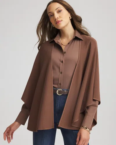 Chico's Crepe Open-front Topper In Dried Mushroom