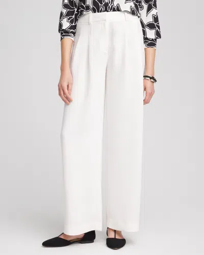 Chico's Crepe Pleated Wide-leg Pants In White Size 18 |  In Ecru
