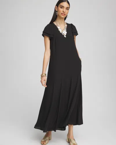 Chico's Crepe V-neck Maxi Dress In Black Size 20/22 |