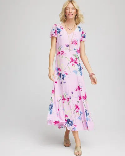 Chico's Crepe V-neck Maxi Dress In Lavender