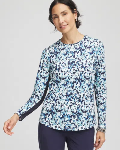 Chico's Crew Neck Mesh-inset Pullover Top In Aquatic Teal Size 20/22 |  Zenergy Activewear