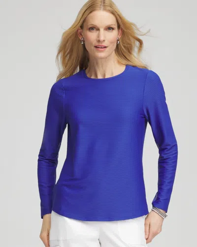 Chico's Crew Neck Mesh-inset Pullover Top In Rich Cobalt Size 16/18 |  Zenergy Activewear