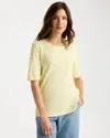 Chico's Crewneck Button Tee In Sage Lime