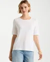 Chico's Crewneck Button Tee In White In White