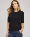Chico's Crewneck Cashmere Pullover Sweater In Black In Black