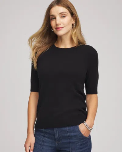 Chico's Crewneck Cashmere Pullover Sweater In Black