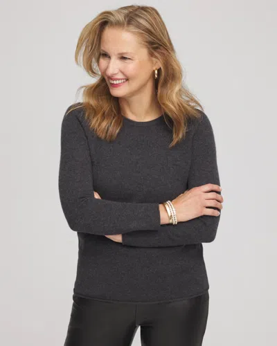 Chico's Crewneck Cashmere Pullover Sweater In Dark Grey In Gray