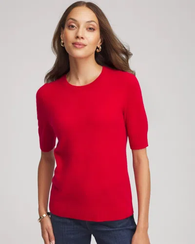 Chico's Crewneck Cashmere Pullover Sweater In In Red