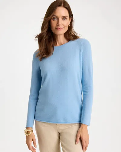 Chico's Crewneck Cashmere Pullover Sweater In Robins Egg Blue