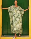 Chico's Crinkle-chiffon Kaftan Dress In White In Sand