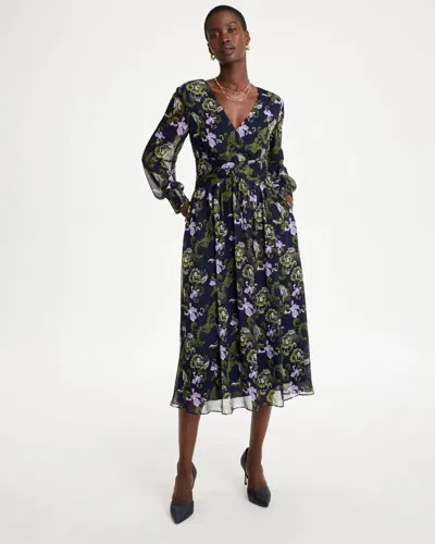 Chico's Crinkle Chiffon Surplice Maxi Dress In Blue In Passport Blue