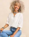 Chico's Embroidered Cutout Blouse In White Size 8/10 |  In Alabaster