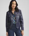Chico's Crinkle Faux Leather Peplum Jacket In Blue Size Xl |  In Constellation Blue