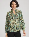 Chico's Crinkle Relaxed-fit Blouse In Darkest Spruce In Green