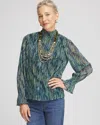 Chico's Crinkle Shine Mock-neck Top In Black Size 20/22 |  In Black